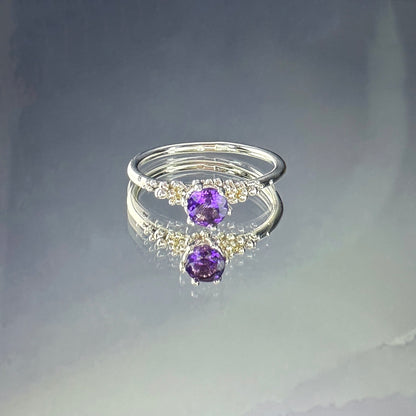 Sterling silver ring 'Princess' with amethyst