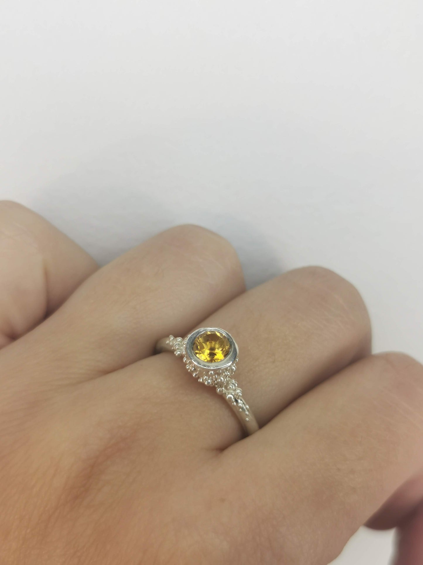 Sterling silver 'Princess' ring with citrine