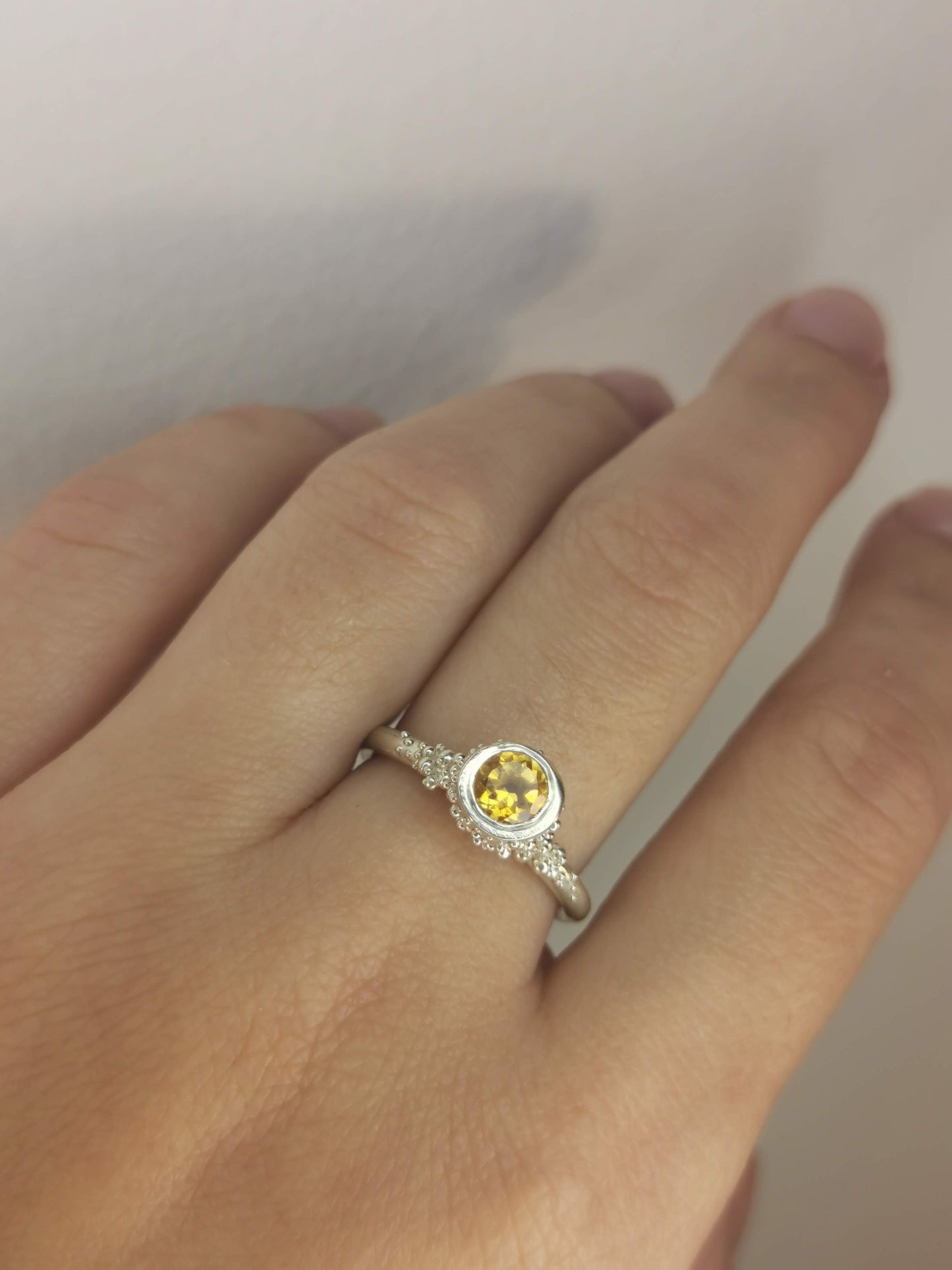 Sterling silver 'Princess' ring with citrine