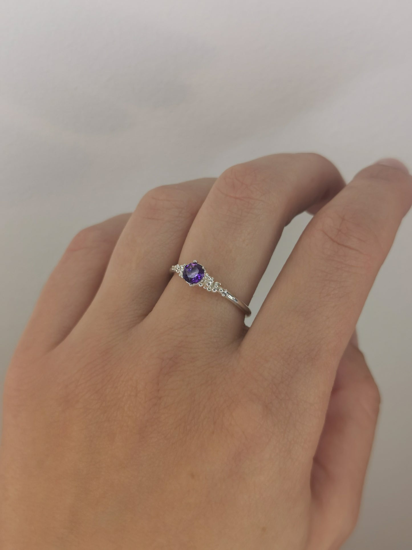 Sterling silver ring 'Princess' with amethyst