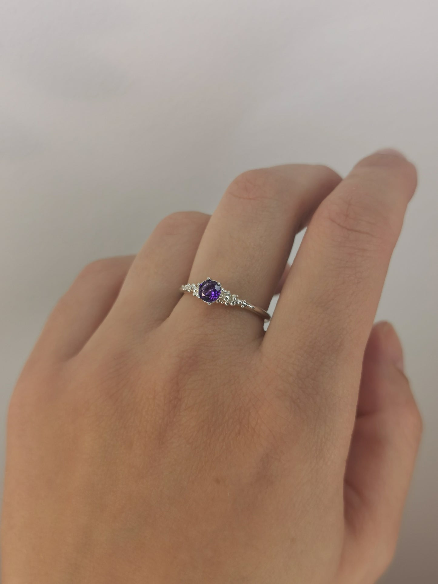 Sterling silver ring 'Princess' with amethyst