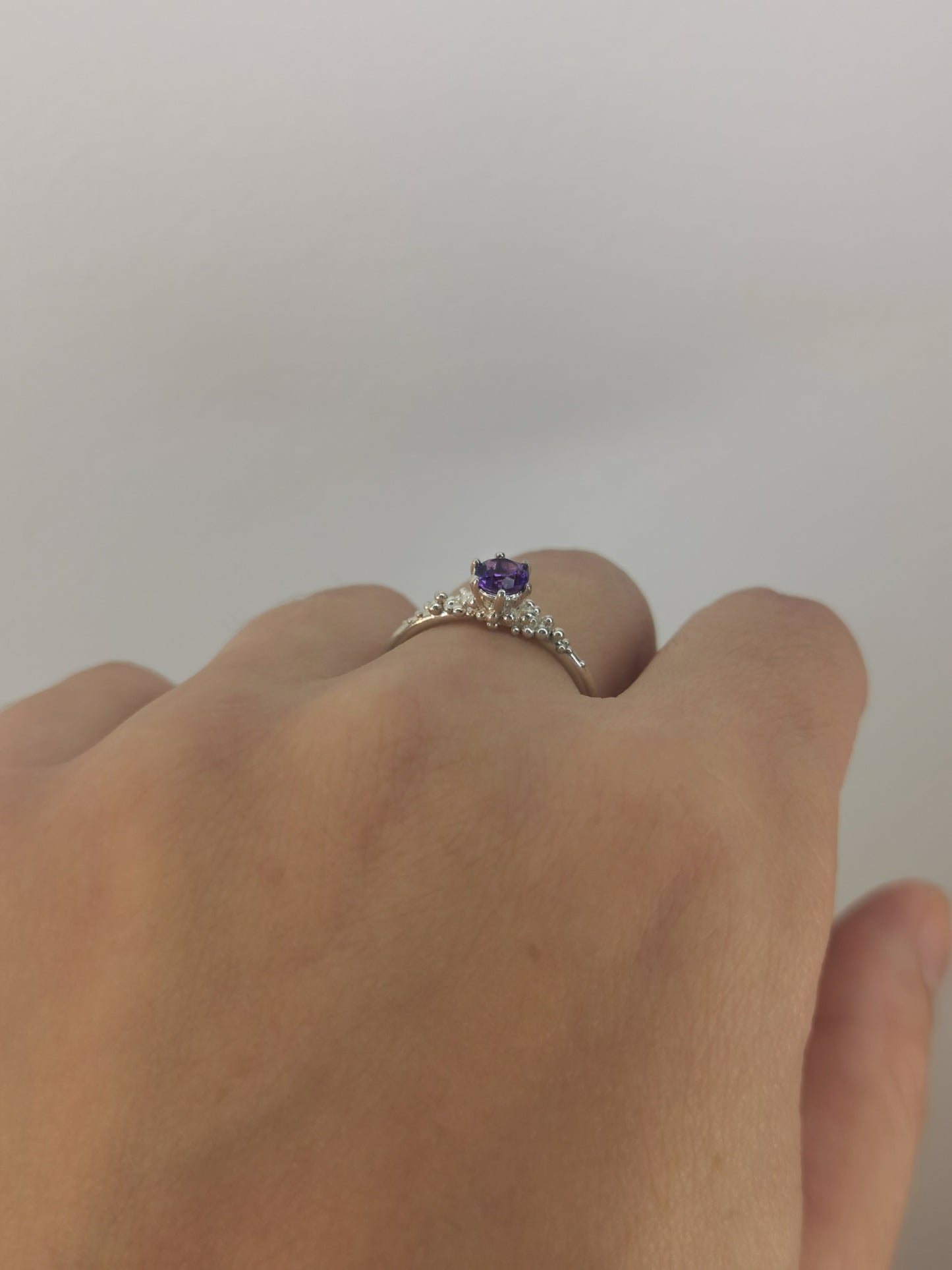 Sterling silver ring 'Princess' with amethyst