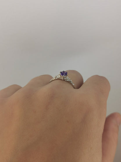 Sterling silver ring 'Princess' with amethyst