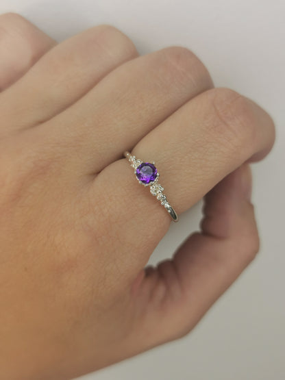 Sterling silver ring 'Princess' with amethyst