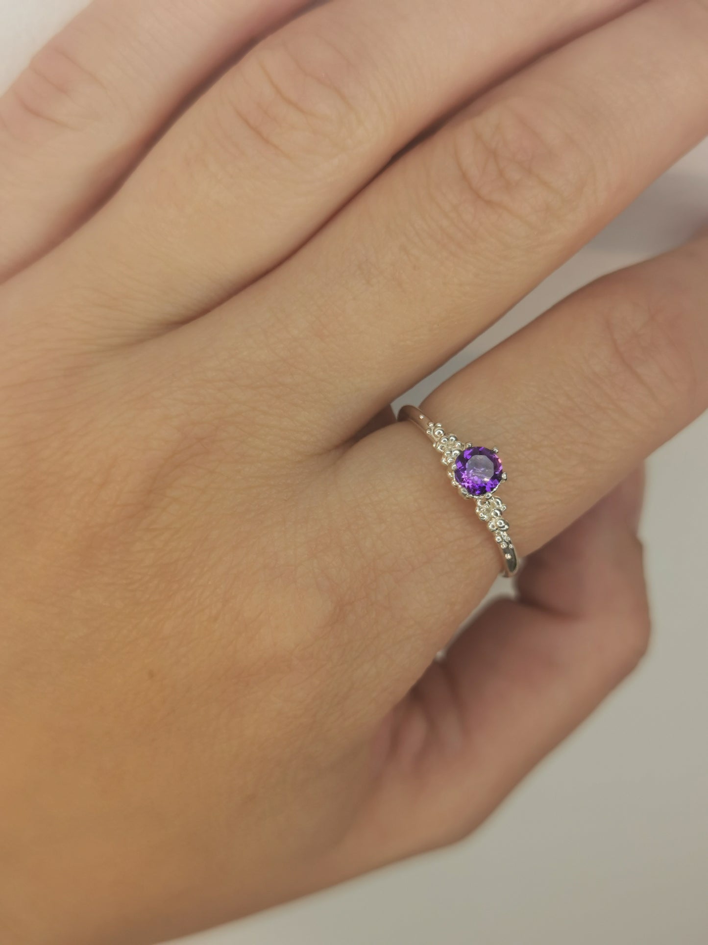 Sterling silver ring 'Princess' with amethyst