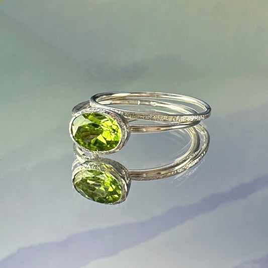 Sterling silver rings set with Peridot