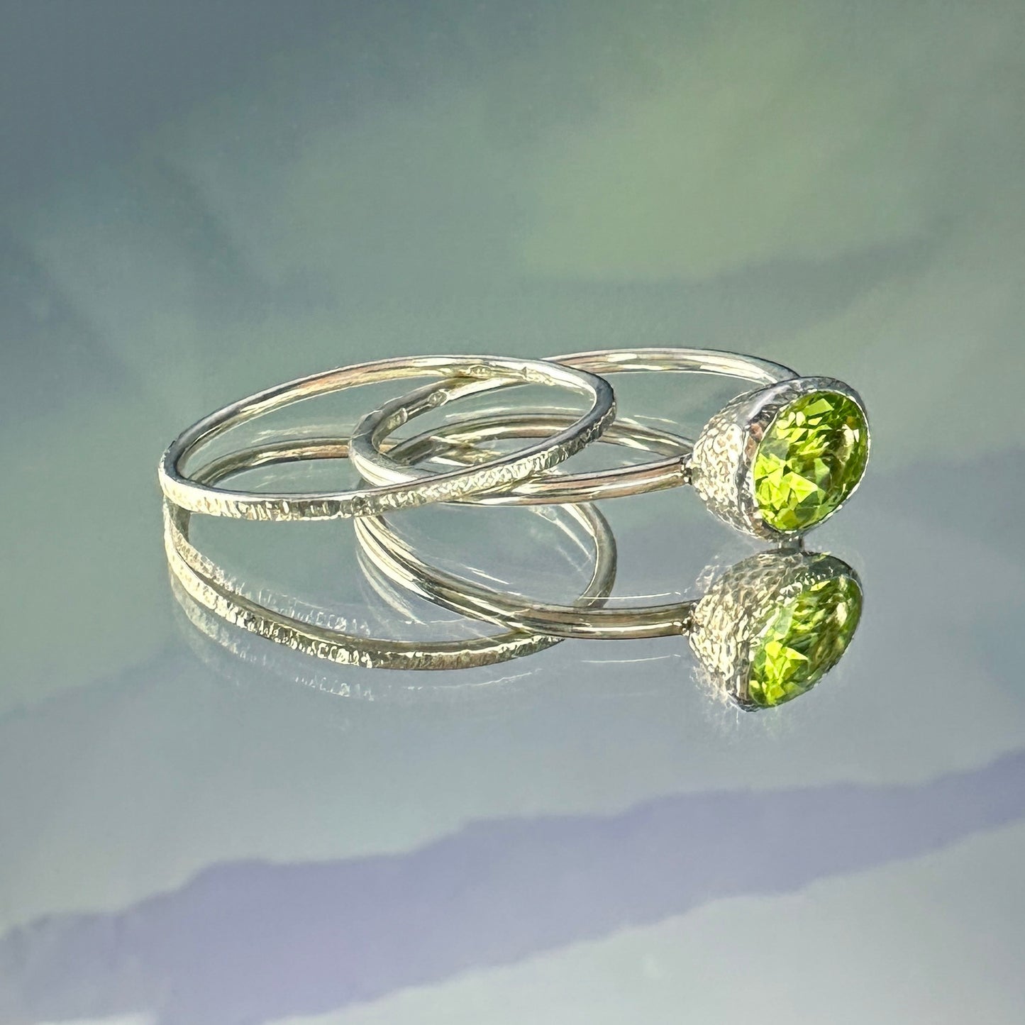 Sterling silver rings set with Peridot