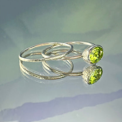 Sterling silver rings set with Peridot