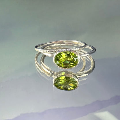 Sterling silver rings set with Peridot