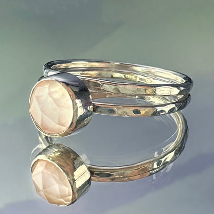 Sterling silver ring set with Rose Quartz