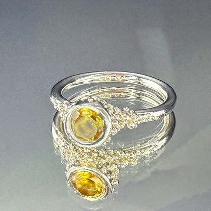 Sterling silver 'Princess' ring with citrine