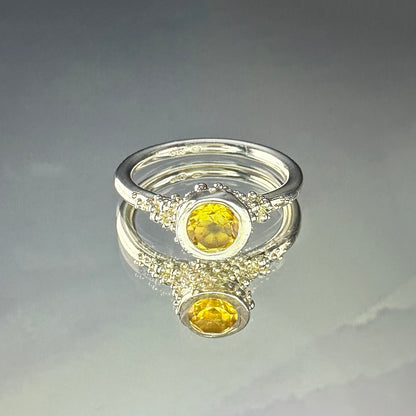 Sterling silver 'Princess' ring with citrine