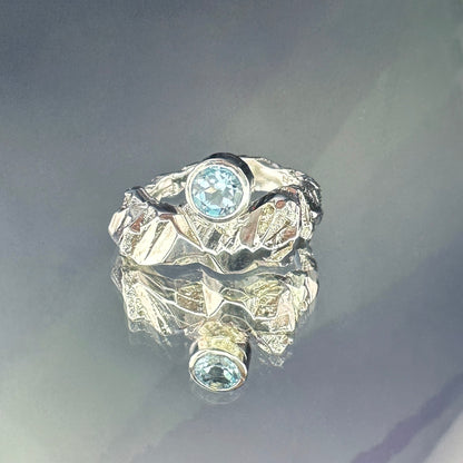 Sterling silver "Mountain Lake" ring with topaz