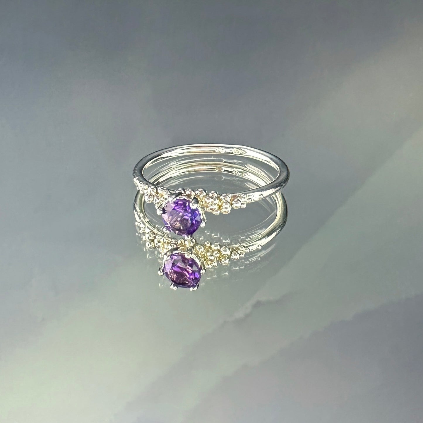 Sterling silver ring 'Princess' with amethyst