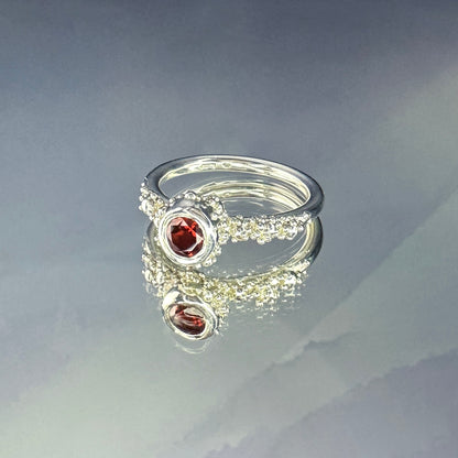 Sterling silver 'Princess' ring with garnet