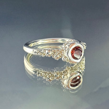 Sterling silver 'Princess' ring with garnet