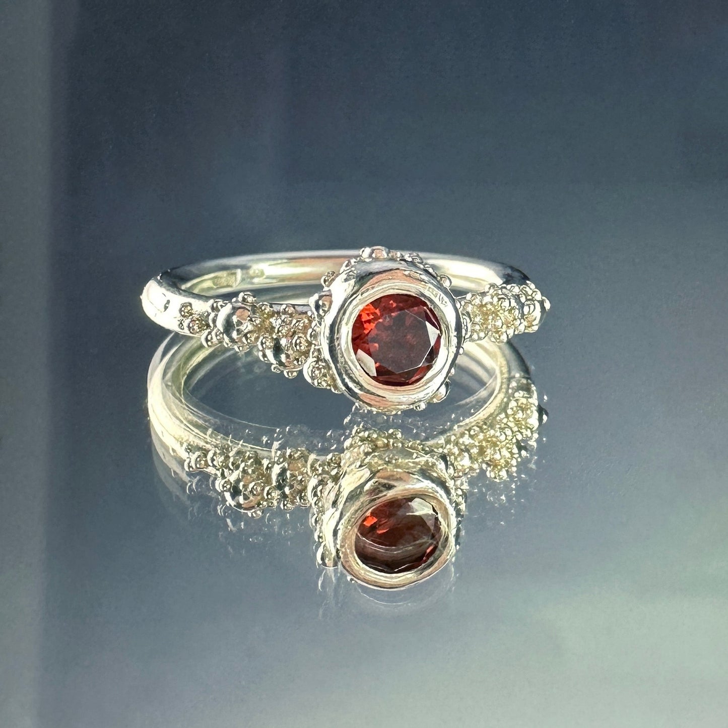 Sterling silver 'Princess' ring with garnet