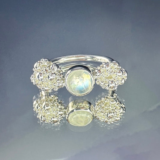 Sterling silver 'Champagne and caviar in a moonlight' ring