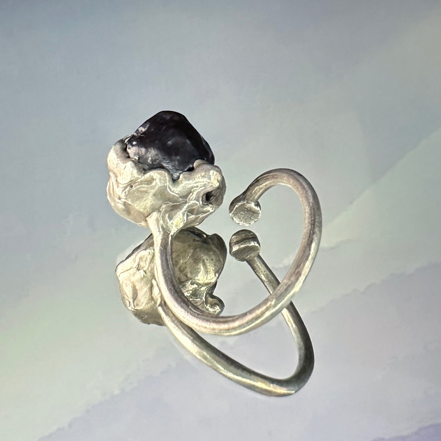 Sterling silver 'Black desert' ring with natural lava