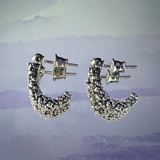 Sterling silver stud 'Sparkling dew L' earrings