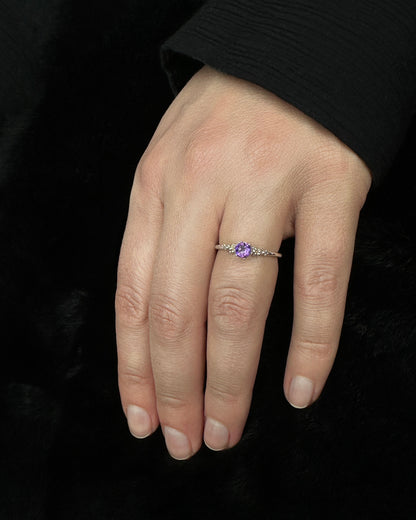 Sterling silver ring 'Princess' with amethyst