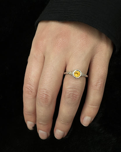 Sterling silver 'Princess' ring with citrine