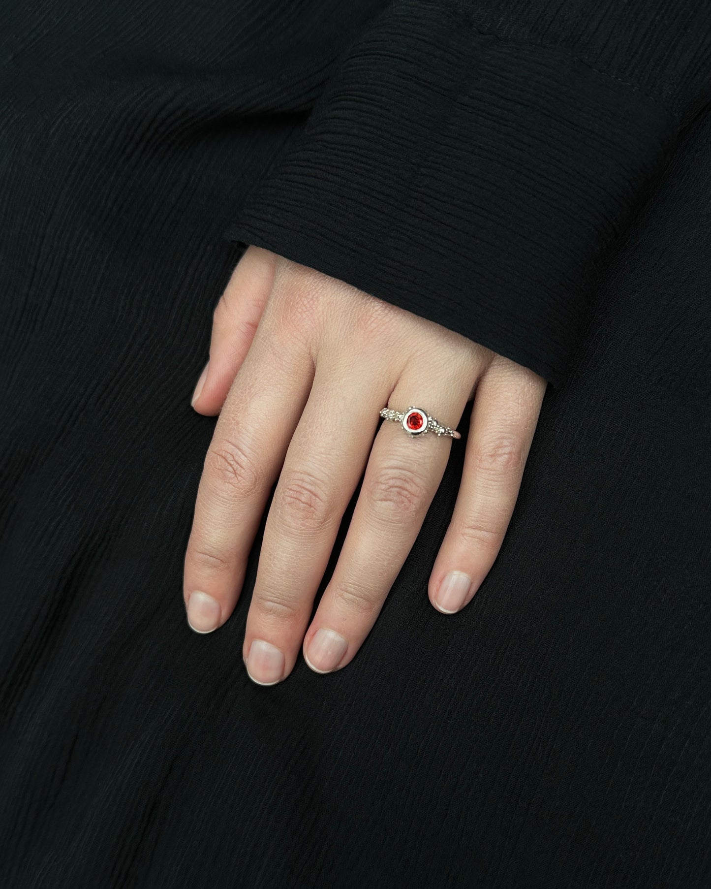 Sterling silver 'Princess' ring with garnet