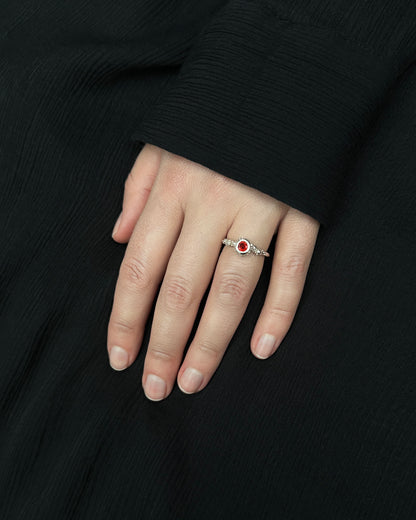 Sterling silver 'Princess' ring with garnet