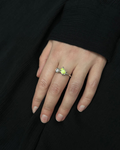 Sterling silver ‘X1’ ring with peridot and amethyst